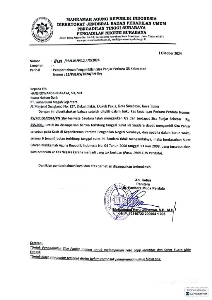 SISA PANJAR 25PDTGS HANS