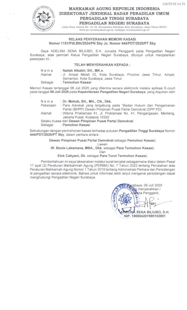 PEMBERITAHUAN UMUM MEMORI KASASI 1151PdtBth NAILAH