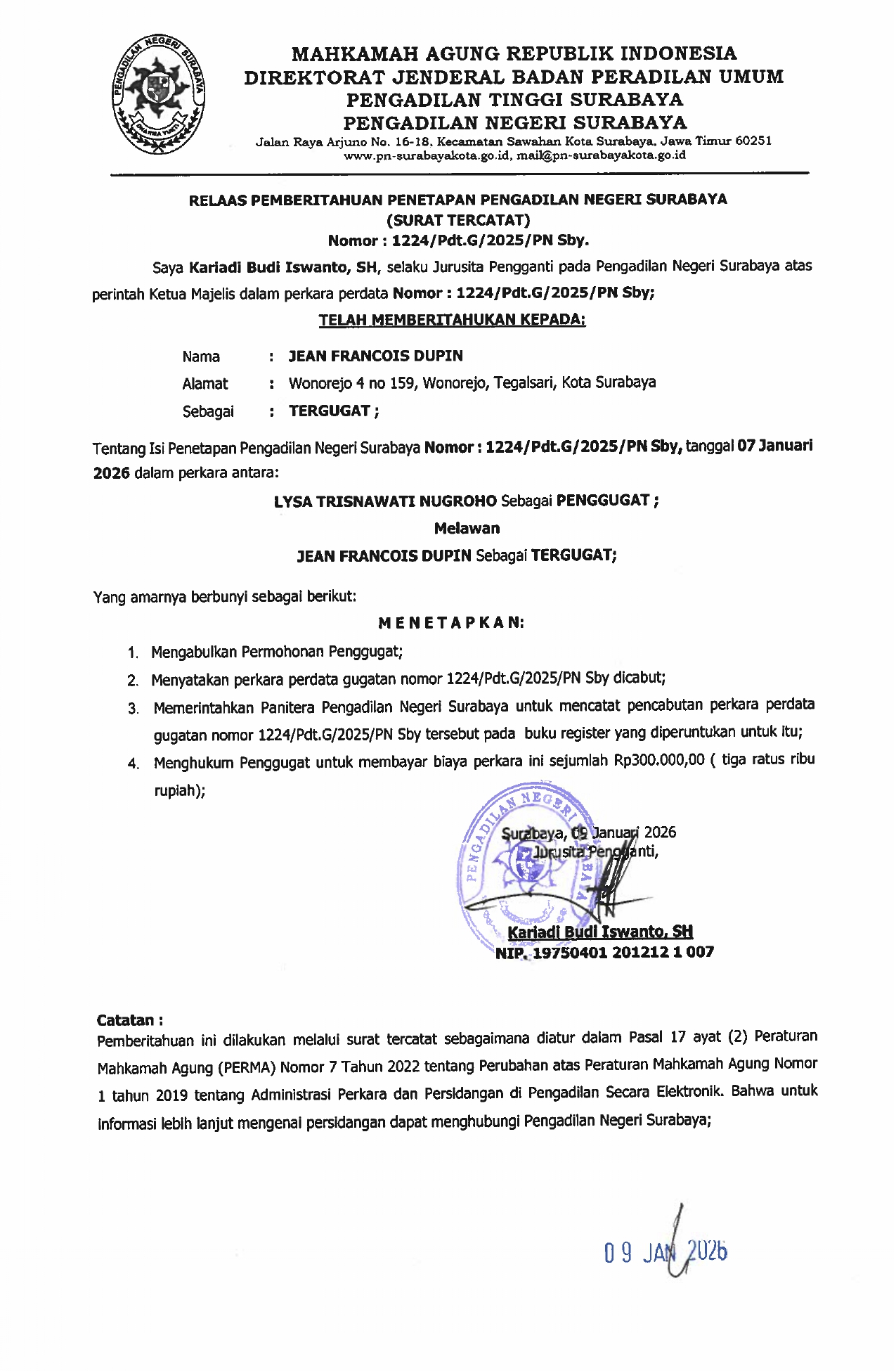 pemberitahuan umum1224 g 25 T jean